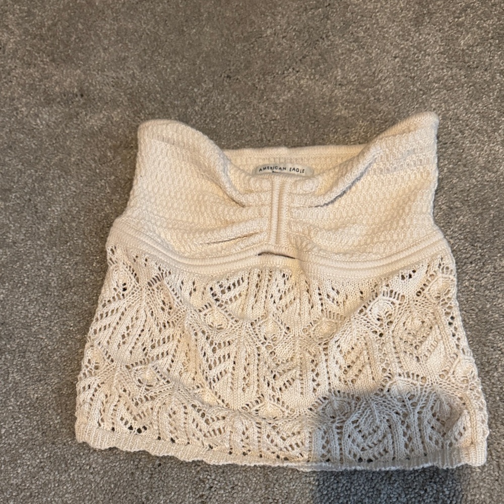 American Eagle Outfitters Cream Crochet Crop Top